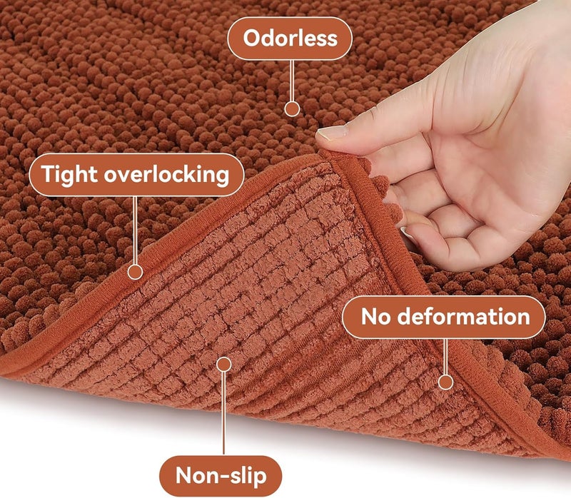 Bcoimo 48"×24" Chenille Bath Mat – Non-Slip with Backing Bath Rug Ultra-Absorbent and Machine Washable Bathroom Mat Quick-Dry Design. Ideal for Bathroom and Tub Areas - Image 5